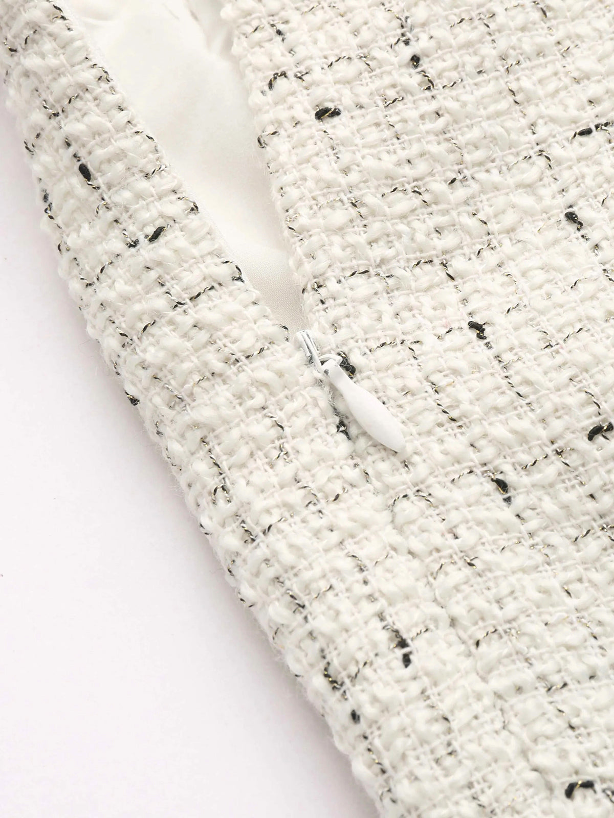 Contrast Waistband Tweed Wide-Leg Pants