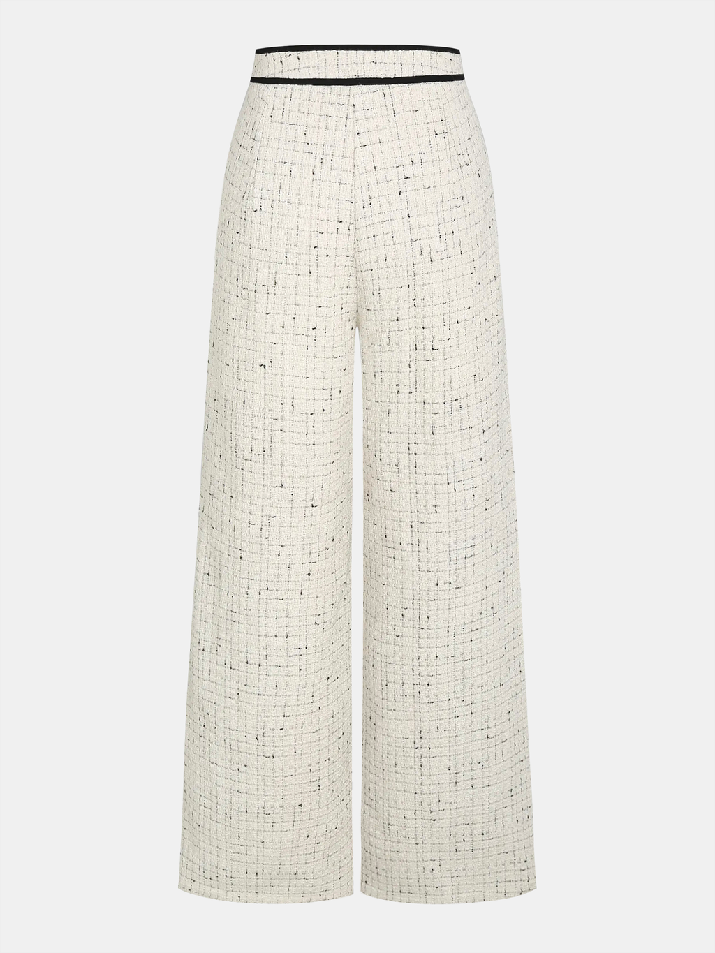 Tweedhose mit weitem Bein und kontrastierendem Bund
