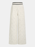 Tweedhose mit weitem Bein und kontrastierendem Bund