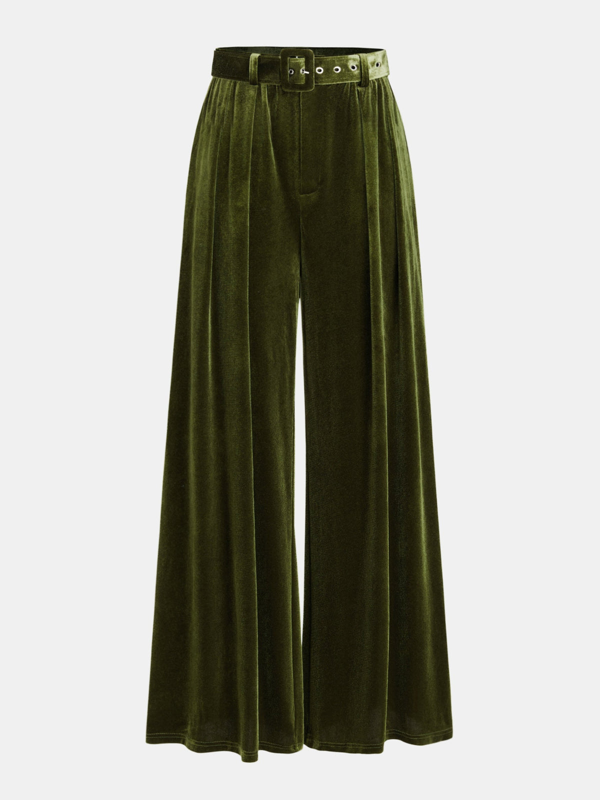 Pantalon ample plissé en velours avec ceinture