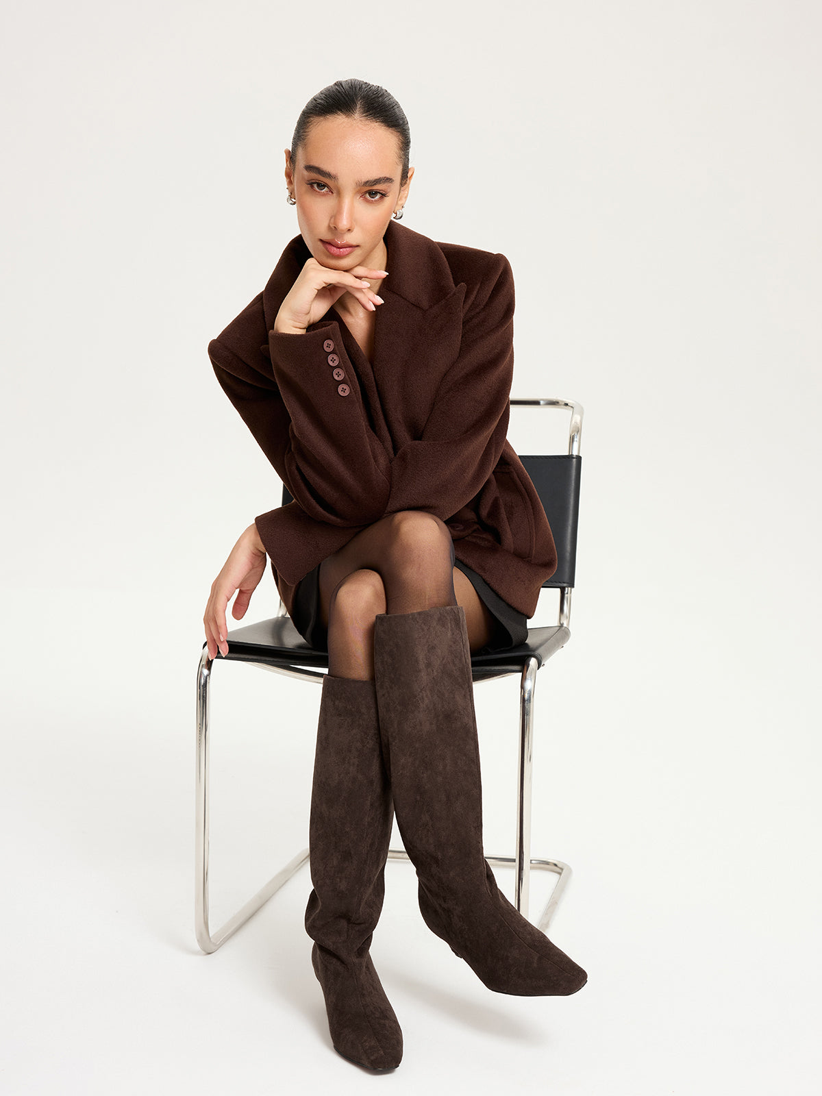 Faux Suede Knee-High Boots