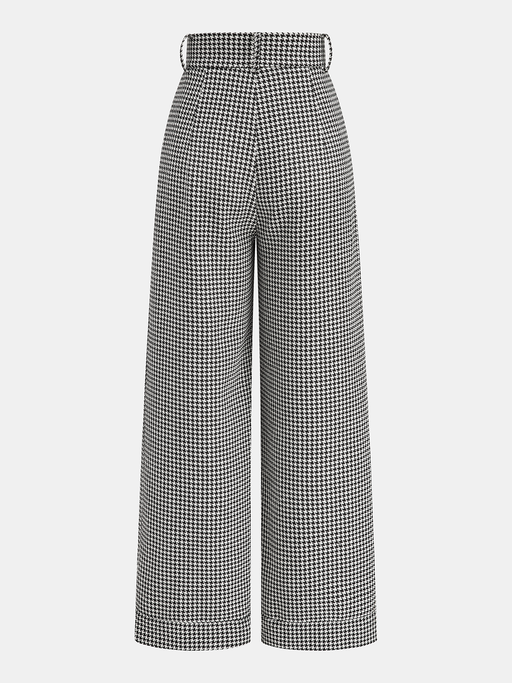 Hahnentrittfaltenhose mit weitem Bein und Knöpfen