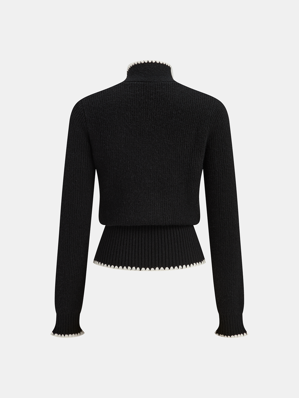 Rollkragenpullover mit Schleifenkrawatte und Kontrastnähten