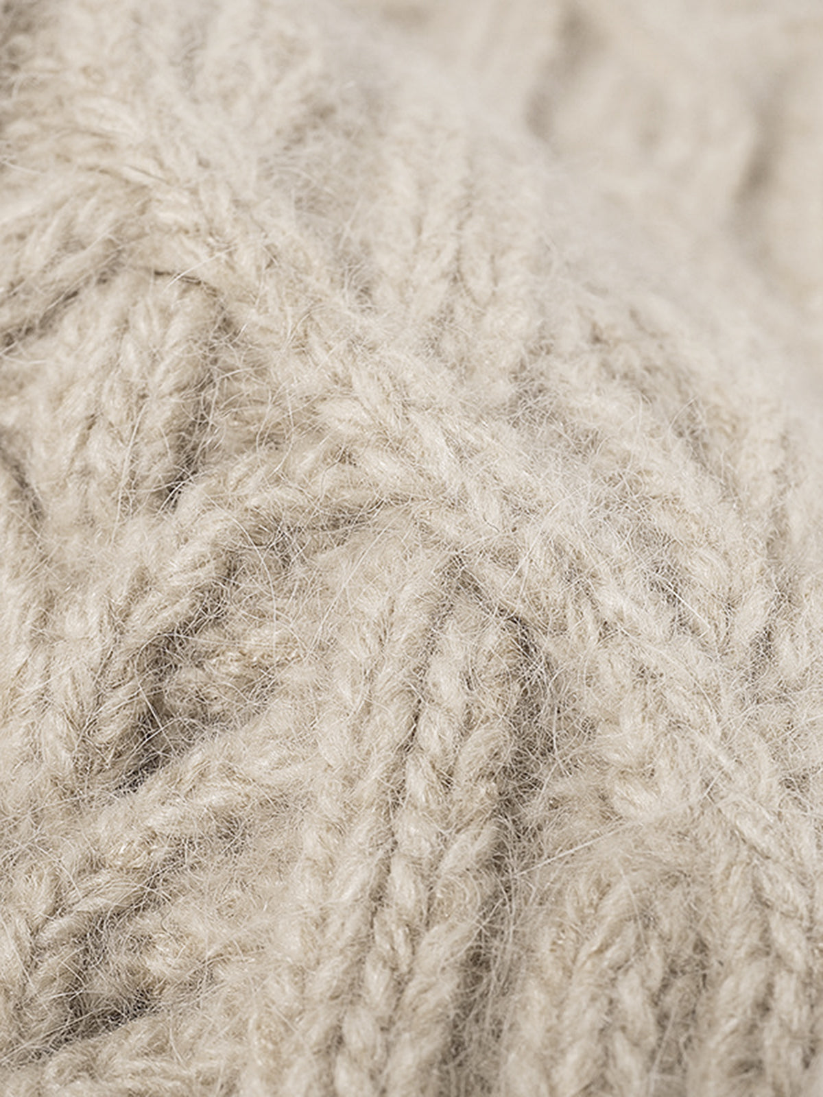 Leaf Cable Pattern Wool Knit Beanie