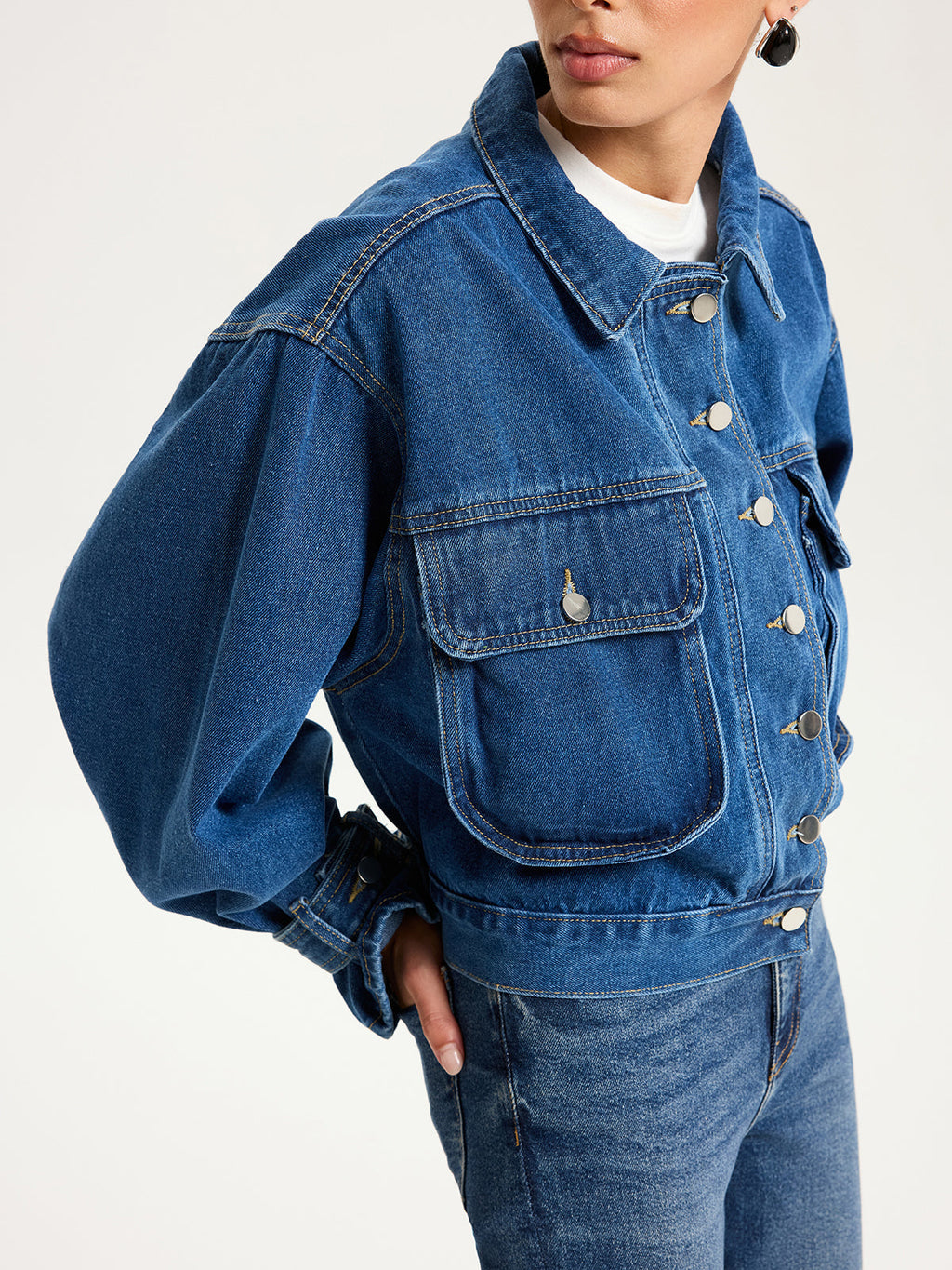 Veste courte en jean à col