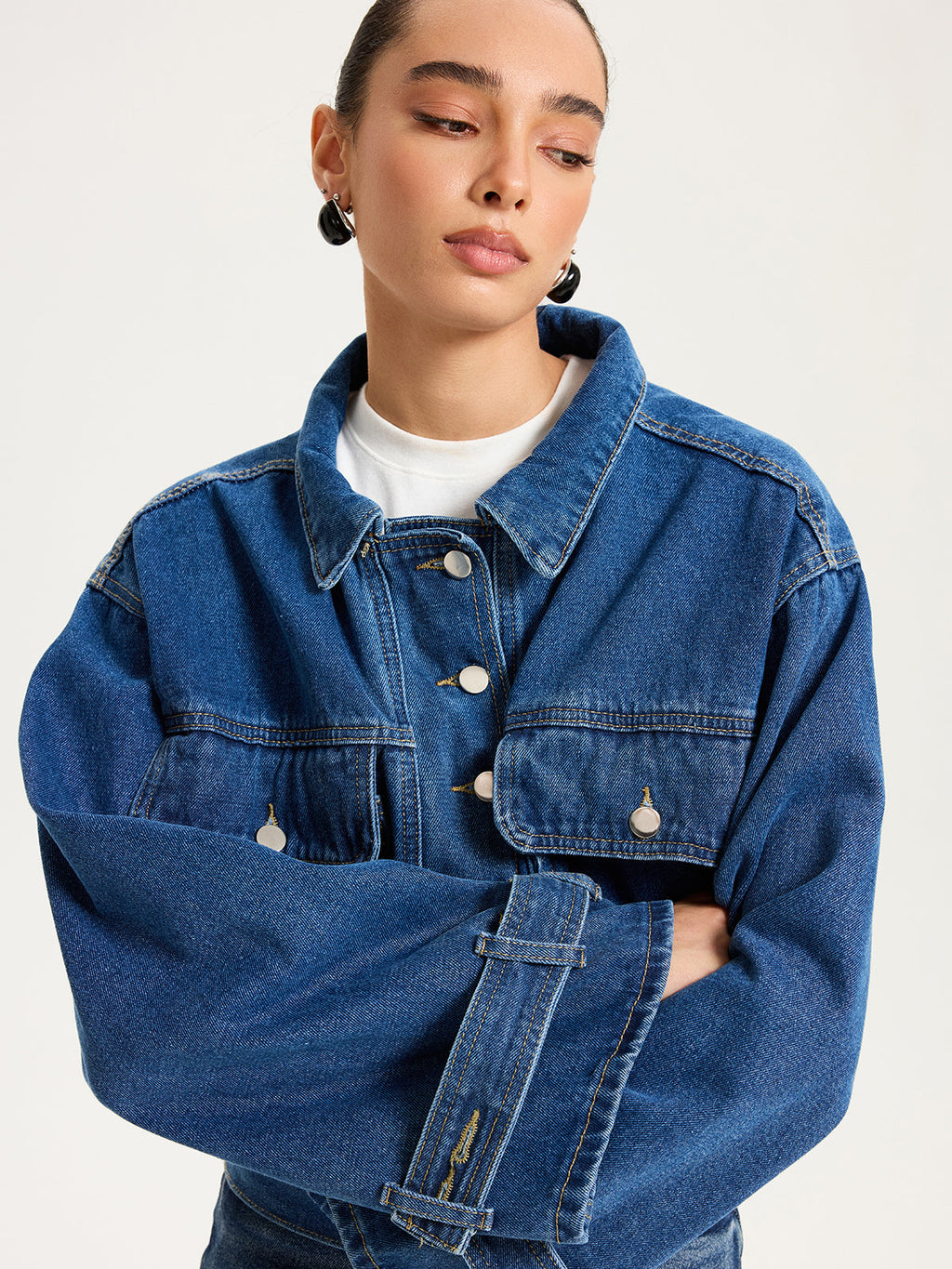 Veste courte en jean à col
