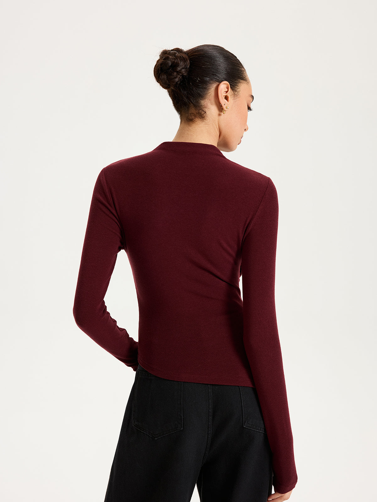 Cross Ruched Long Sleeve Top