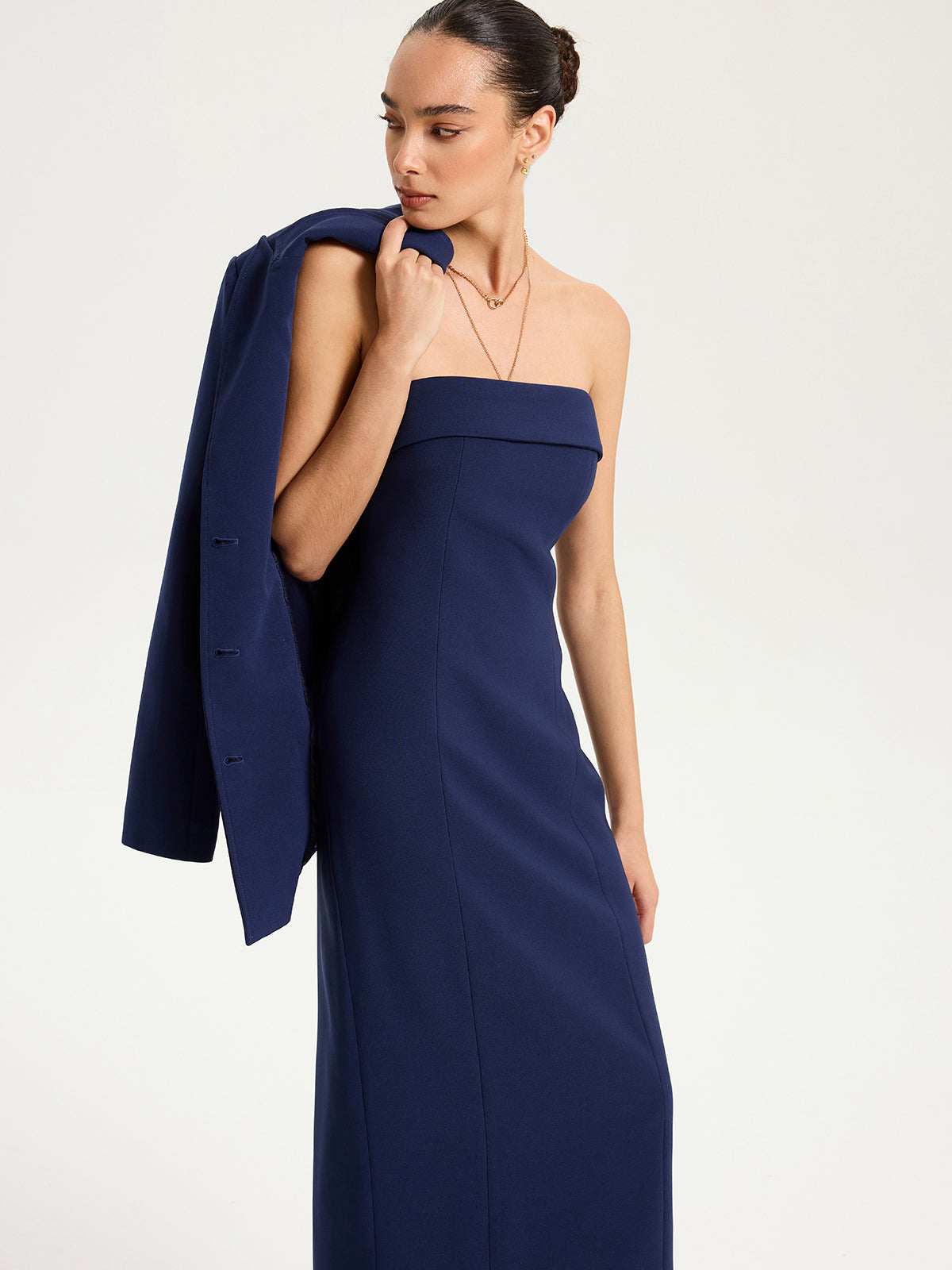 Strapless Maxi Dress with Removable Clear Straps