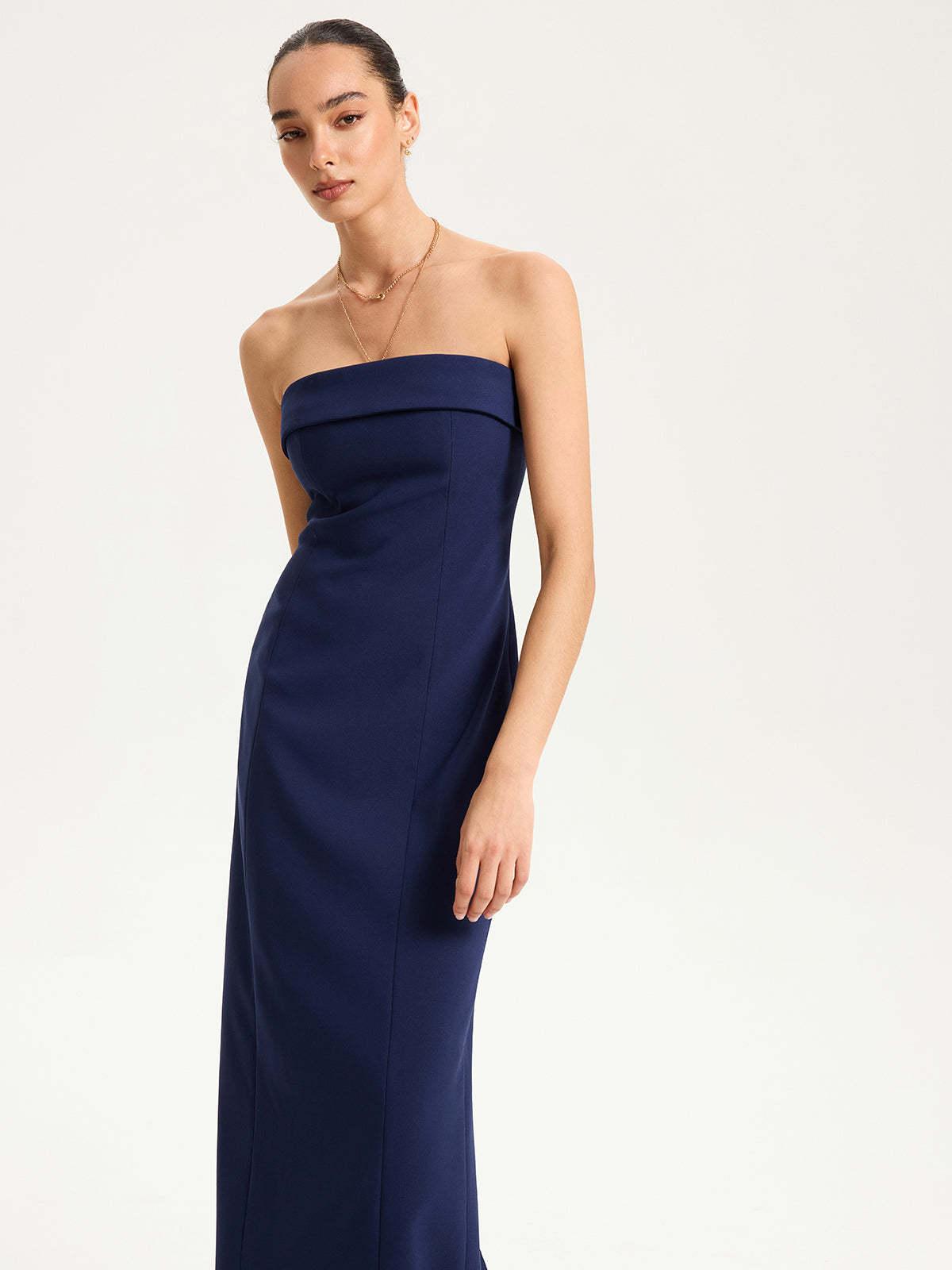 Strapless Maxi Dress with Removable Clear Straps