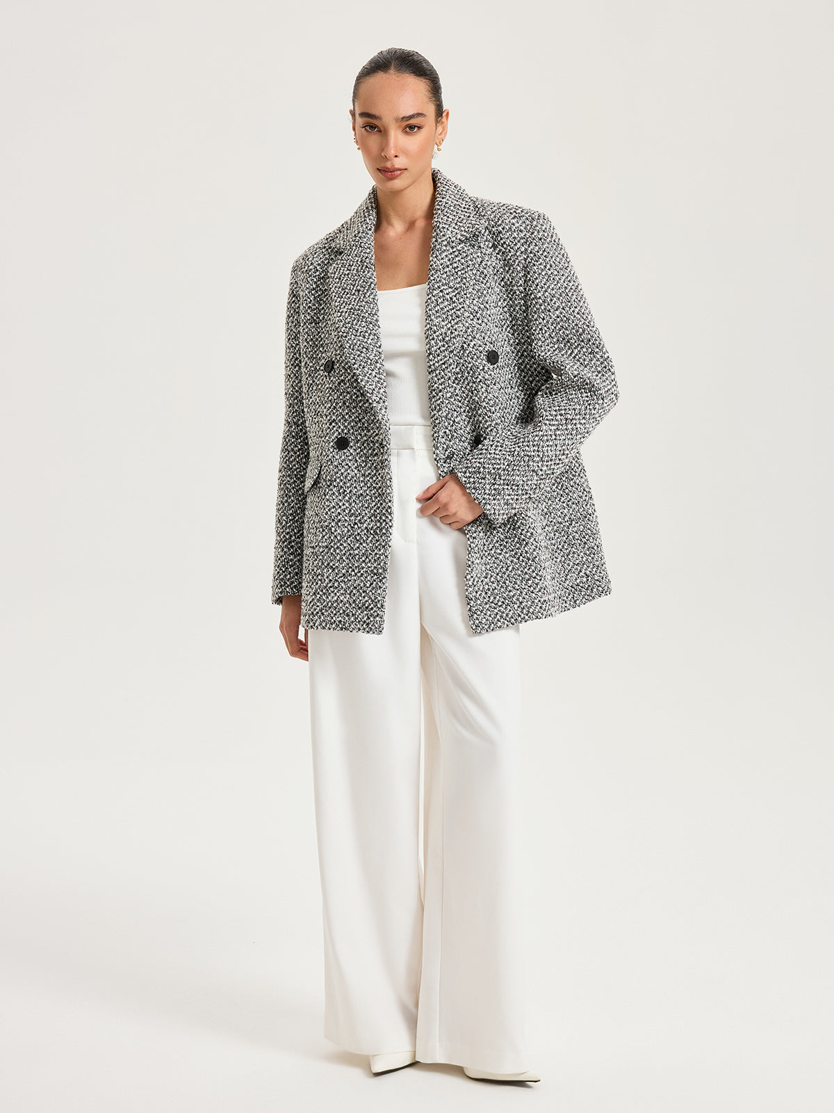Wool-Blend Tweed Double-Breasted Blazer