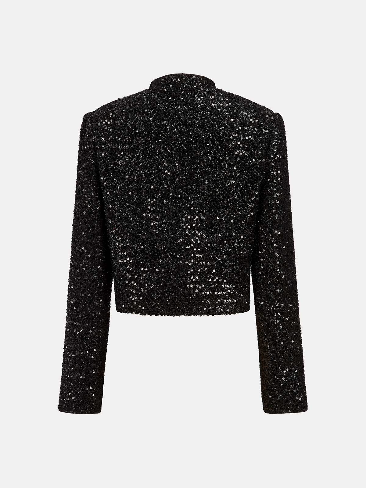 Bow Detail Sequined Tweed Cropped Jacket
