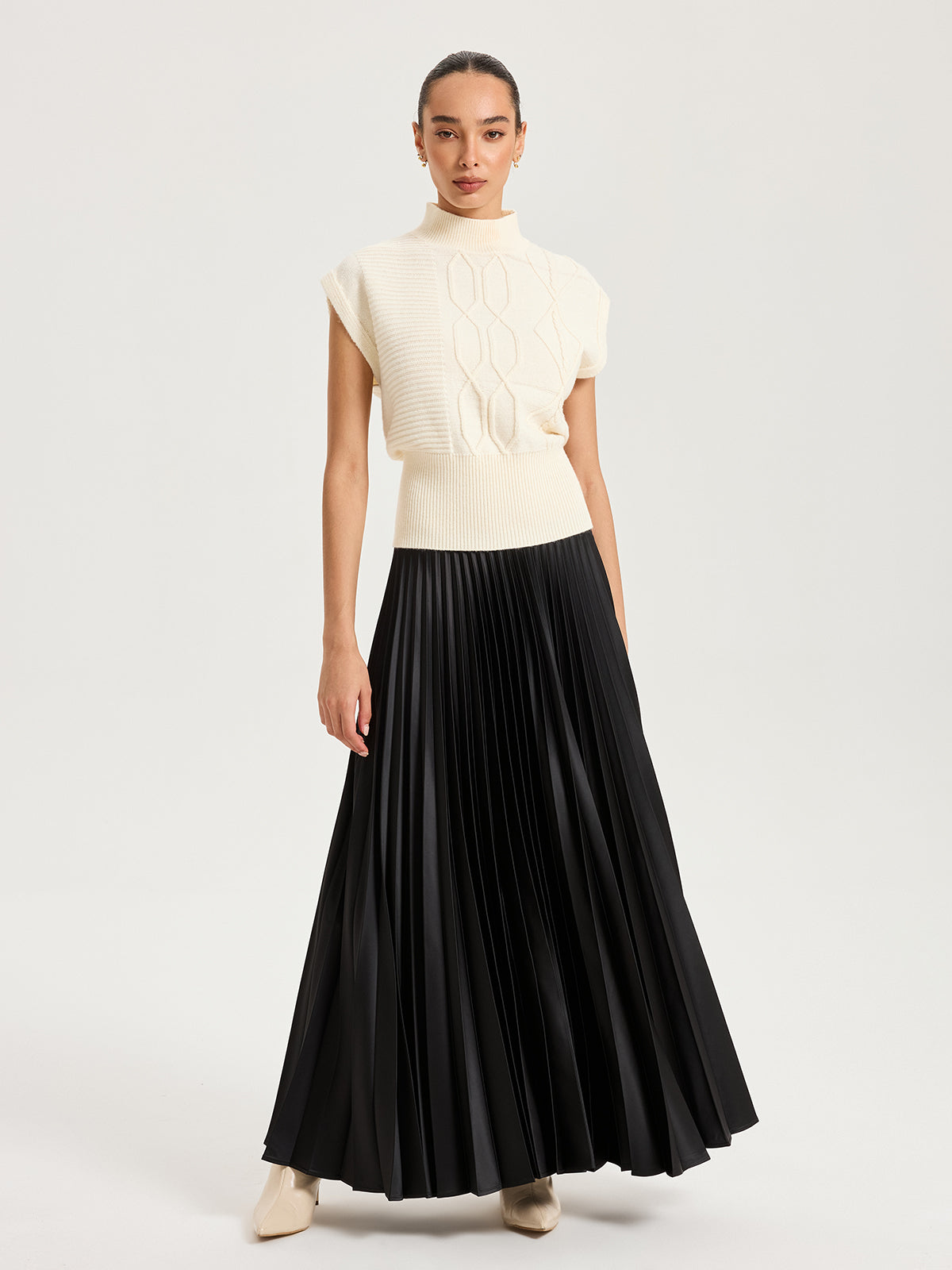 Mock Neck Cap Sleeve Sweater Vest