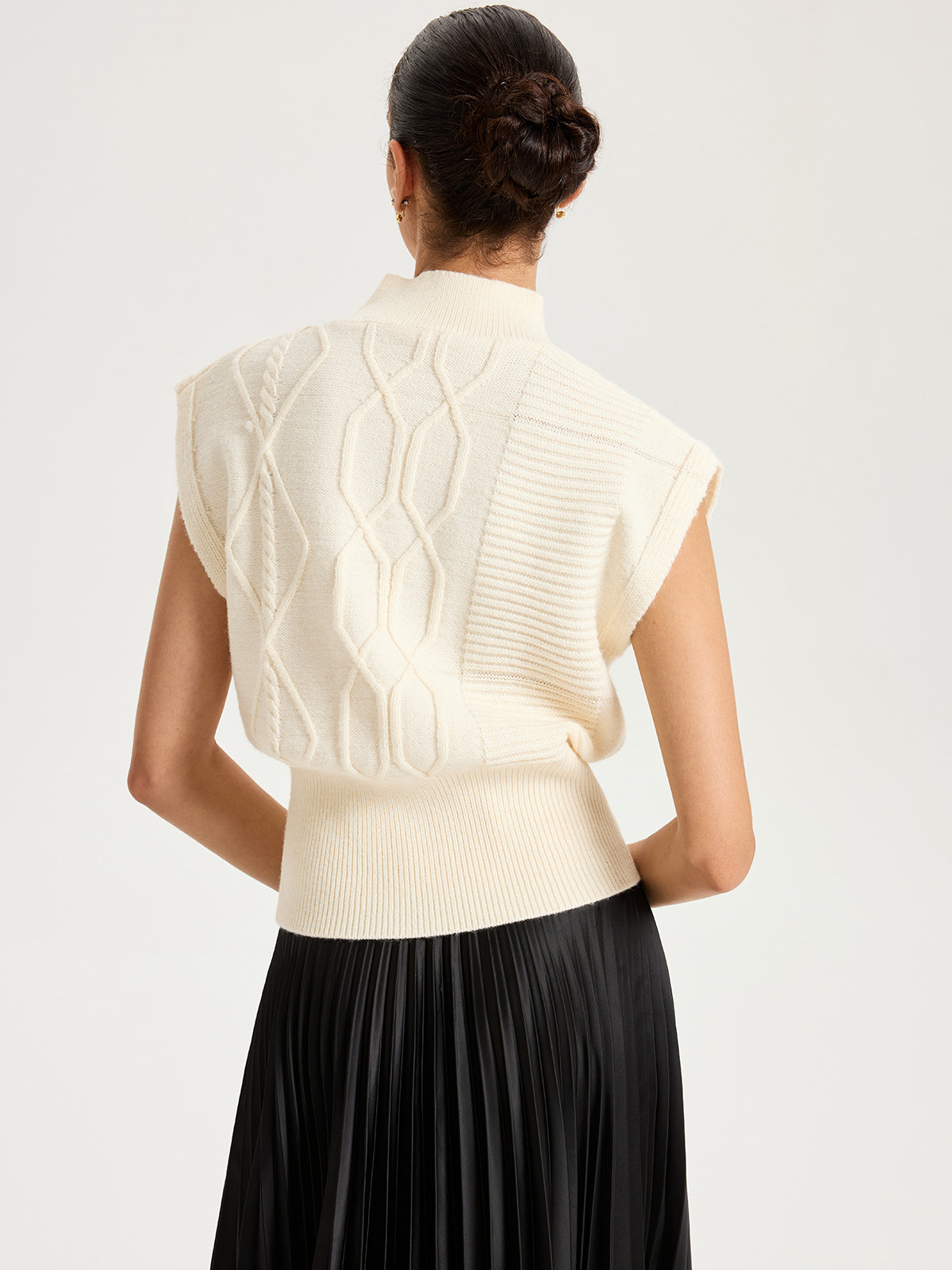 Mock Neck Cap Sleeve Sweater Vest