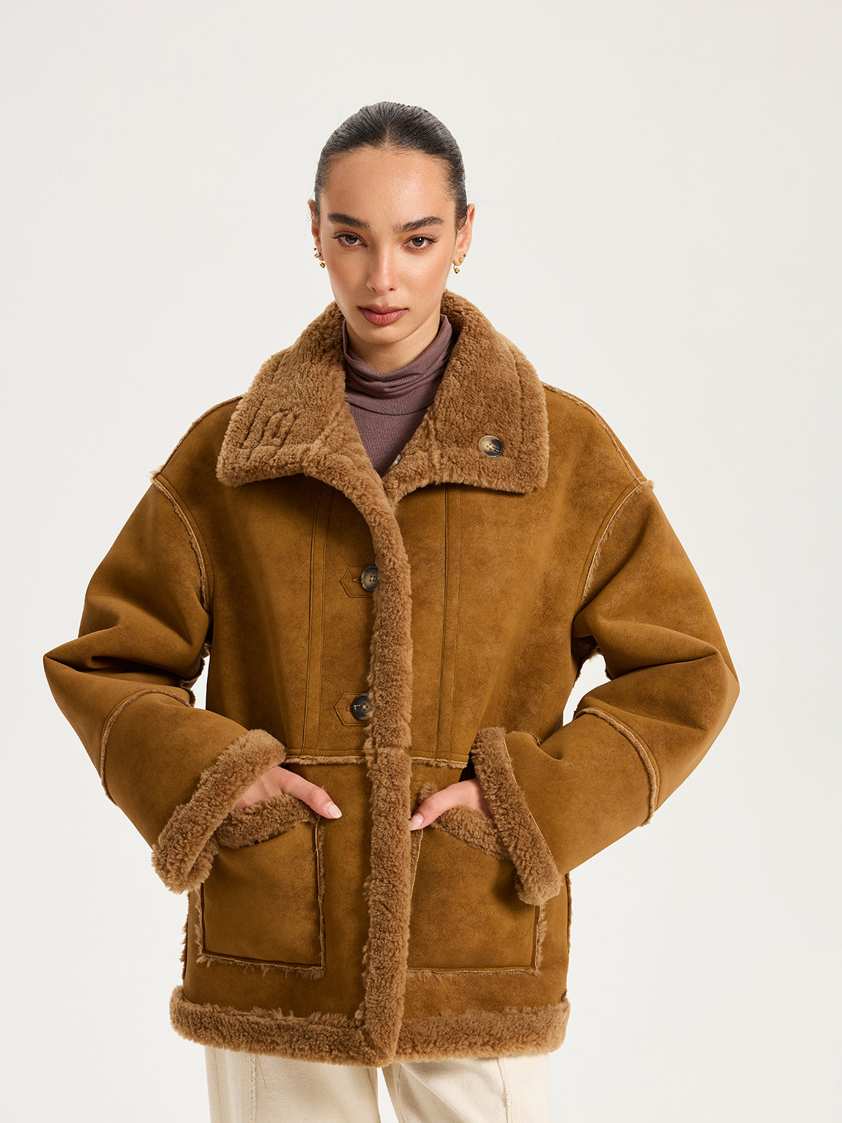 Reversible Shearling Collared Jacket