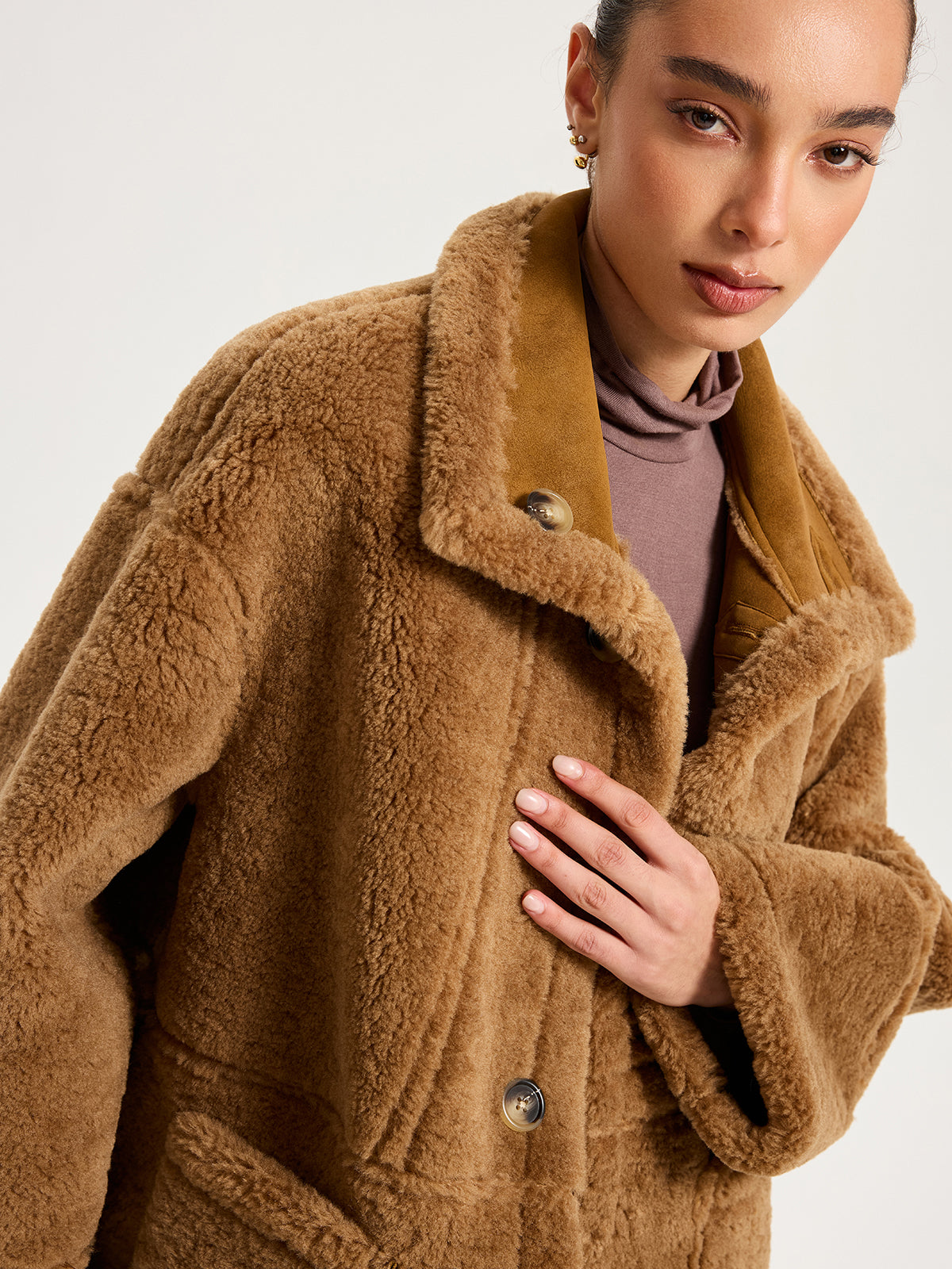 Reversible Shearling Collared Jacket