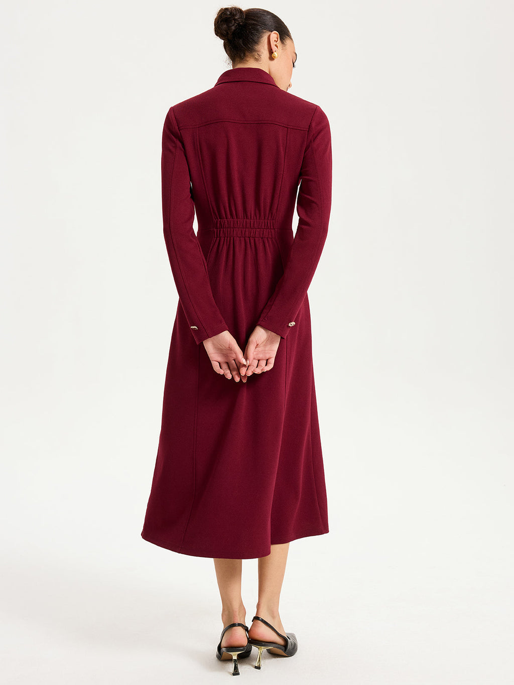 Robe midi fendue zippée à col