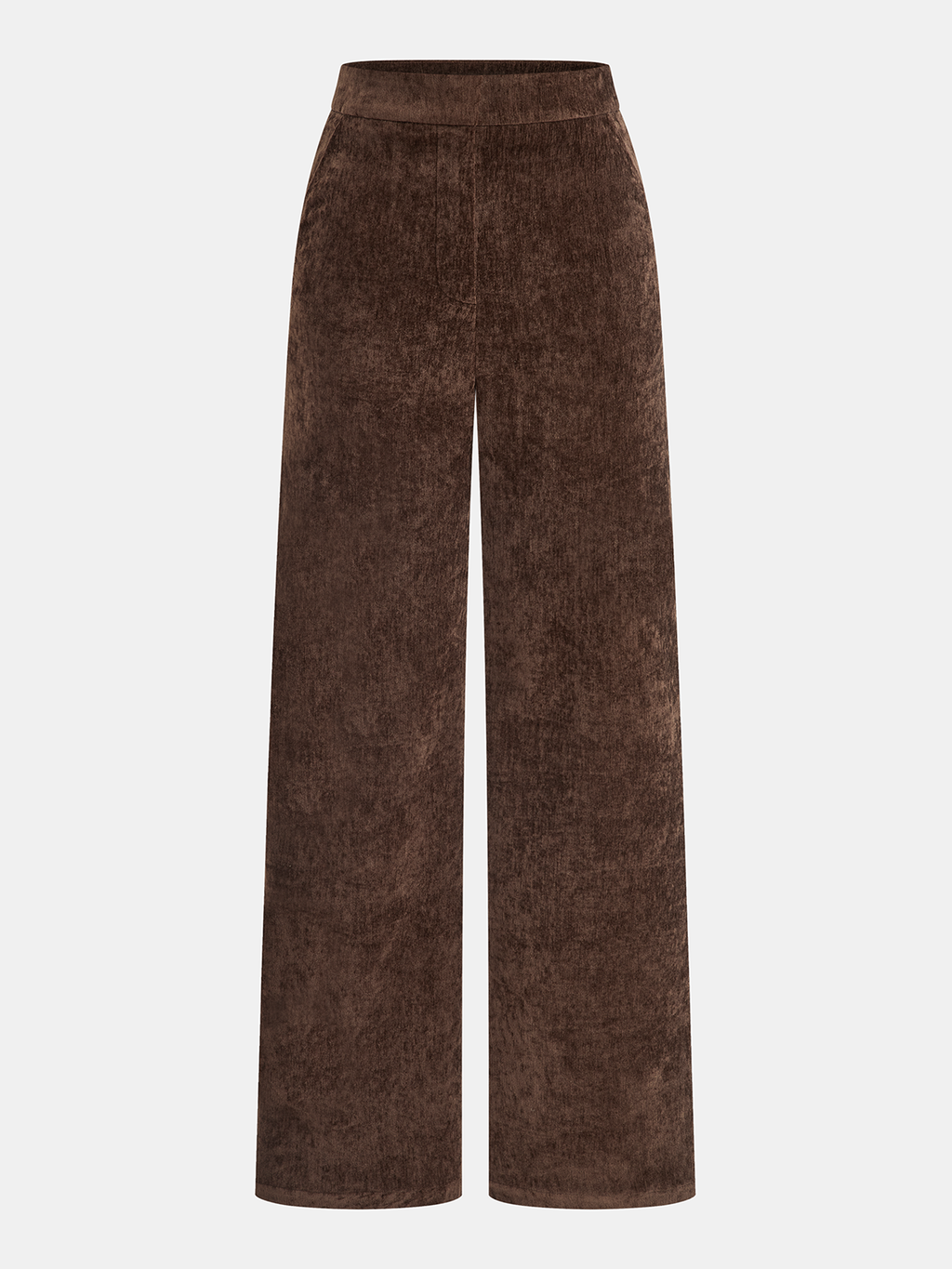 Pantalon large en velours taille mi-haute