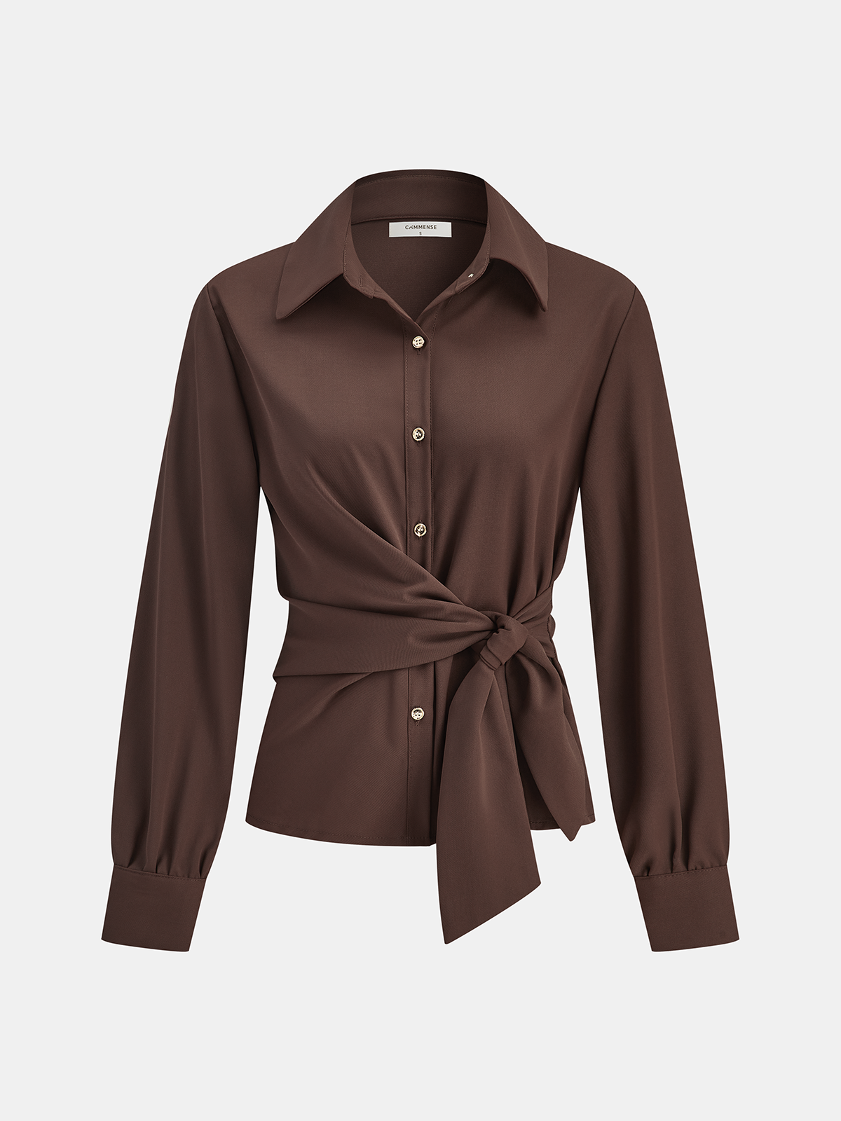 Chemise à manches longues à ceinture nouée 