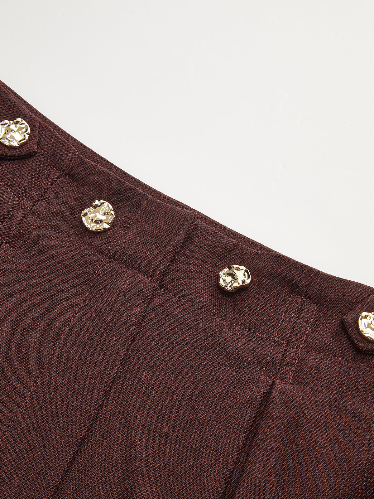 Pantalon plissé taille mi-haute à jambes larges 