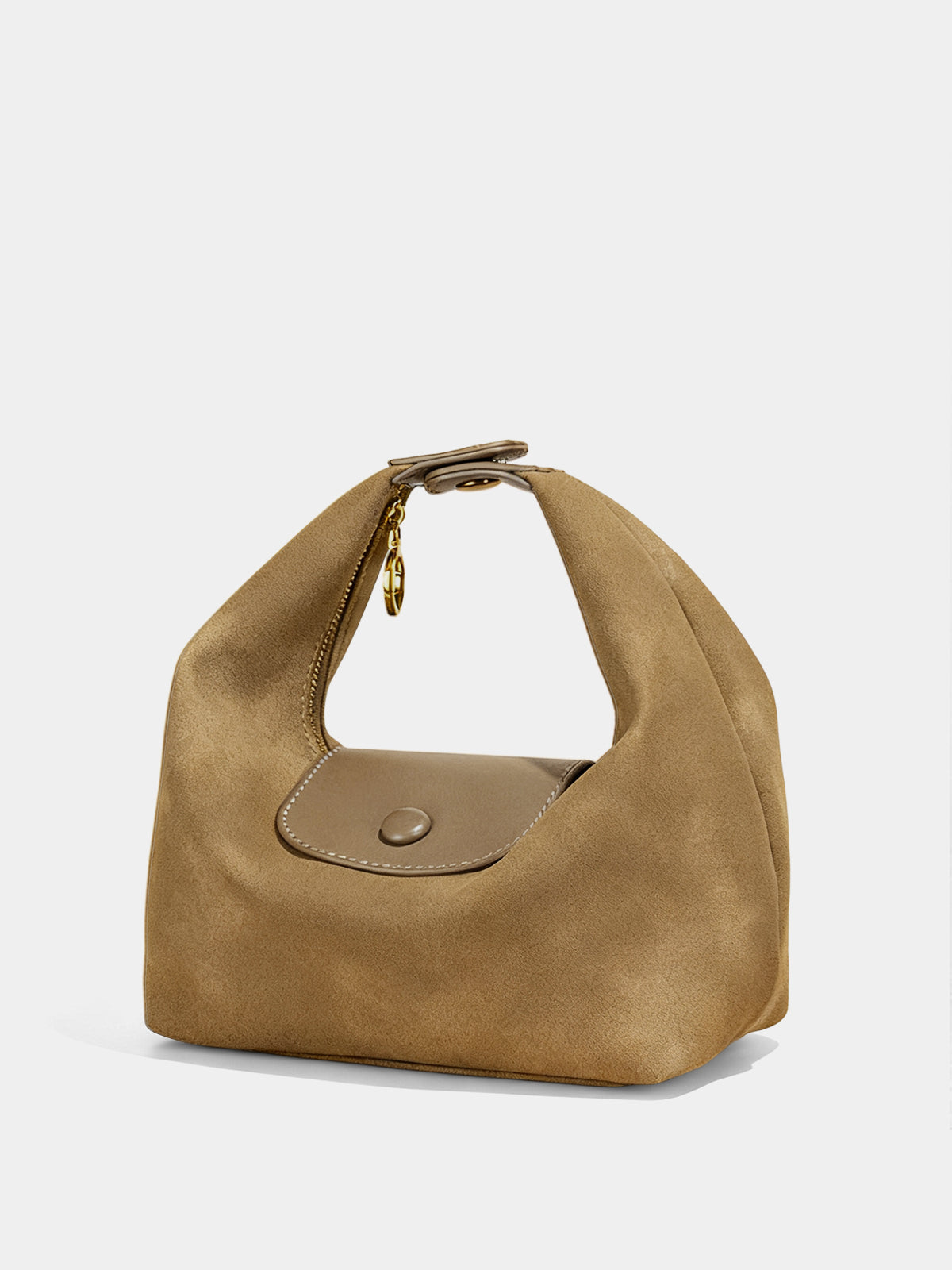 Beuteltasche mit Klappe aus Wildlederimitat