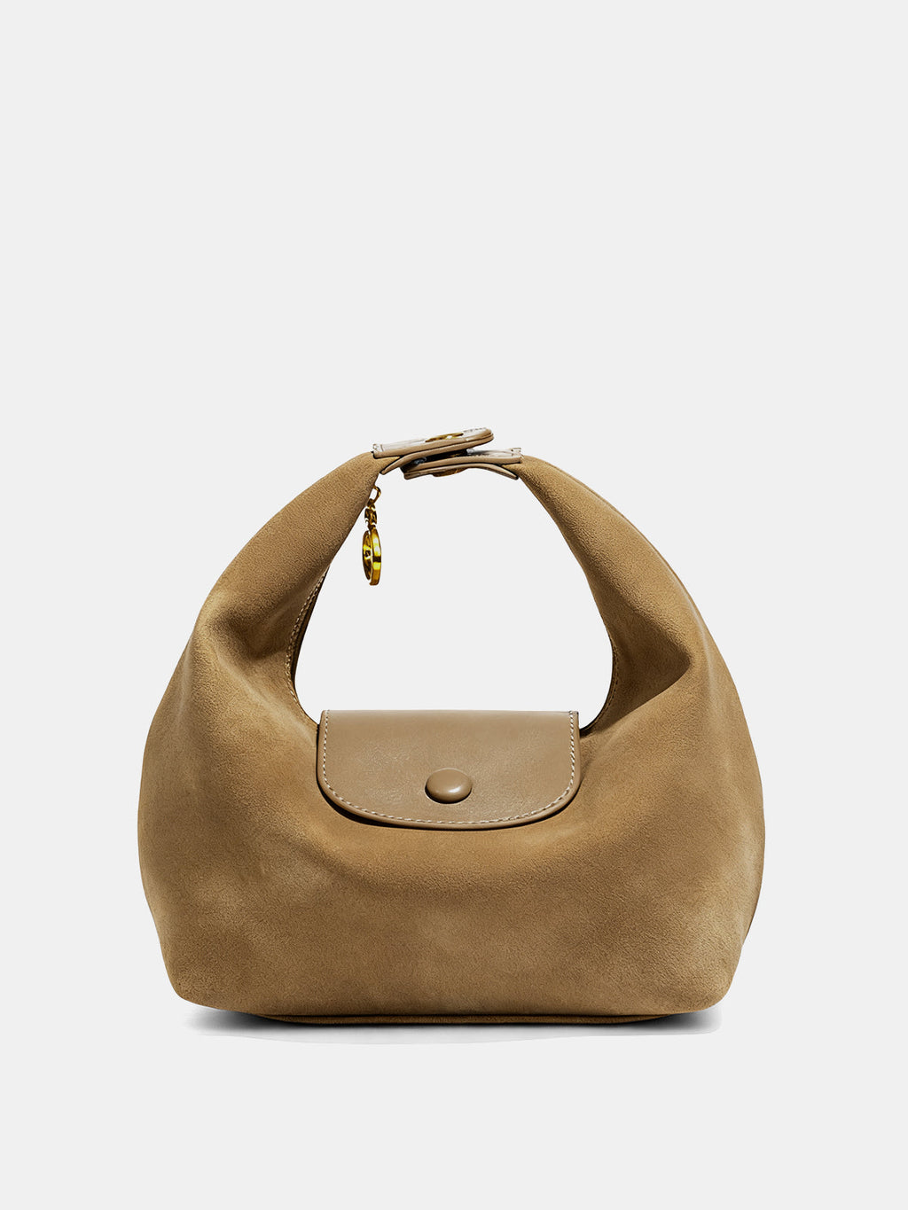 Beuteltasche mit Klappe aus Wildlederimitat
