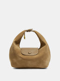 Beuteltasche mit Klappe aus Wildlederimitat