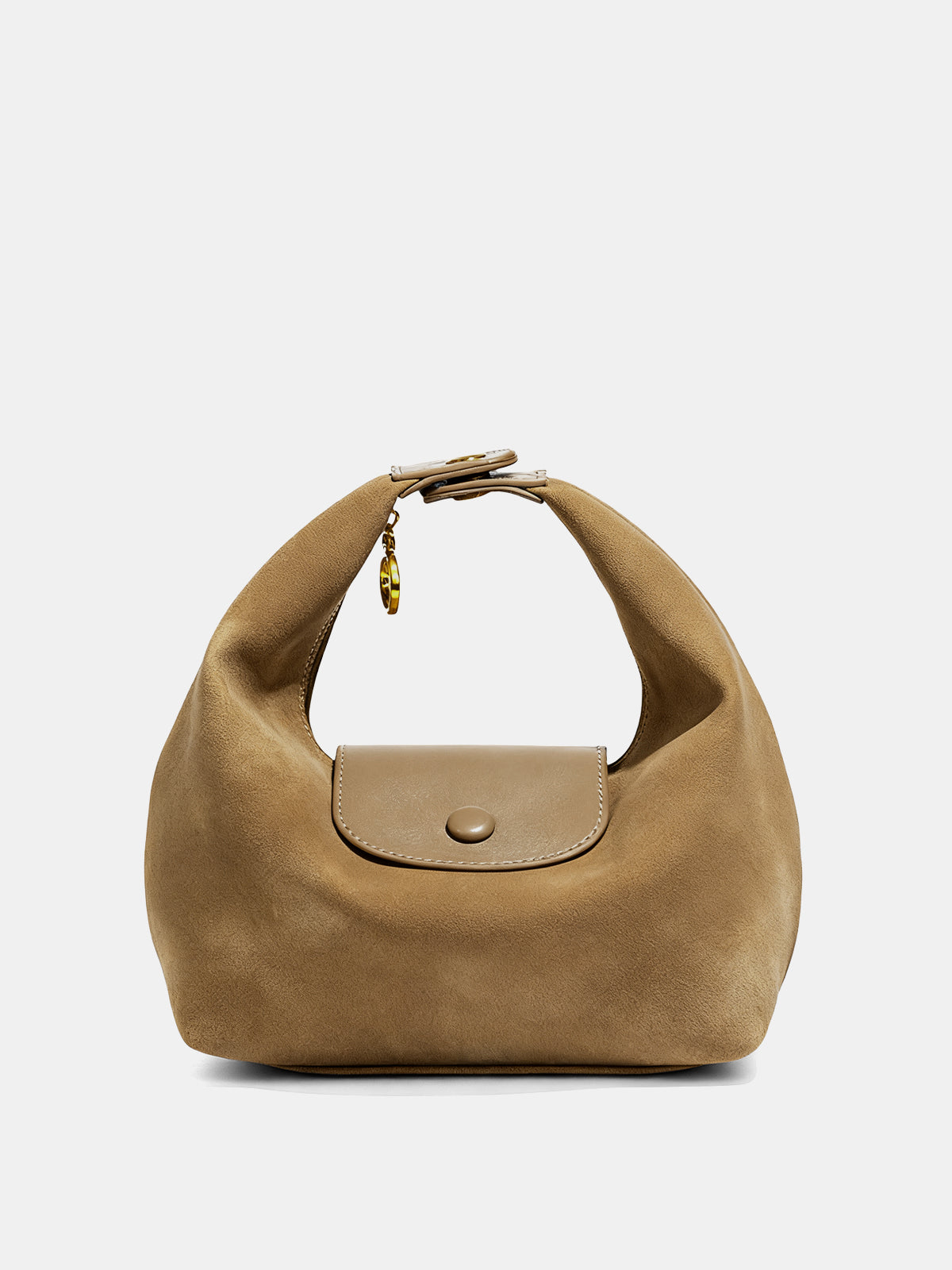 Beuteltasche mit Klappe aus Wildlederimitat