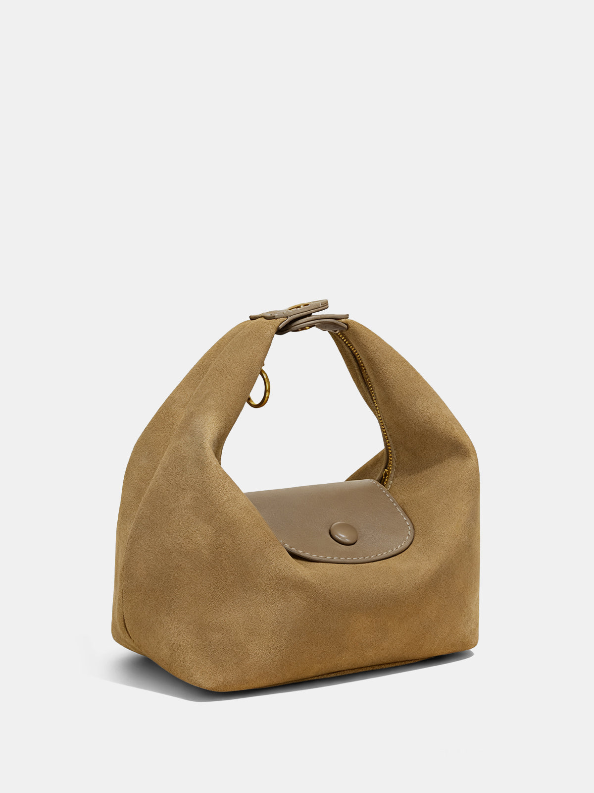 Beuteltasche mit Klappe aus Wildlederimitat