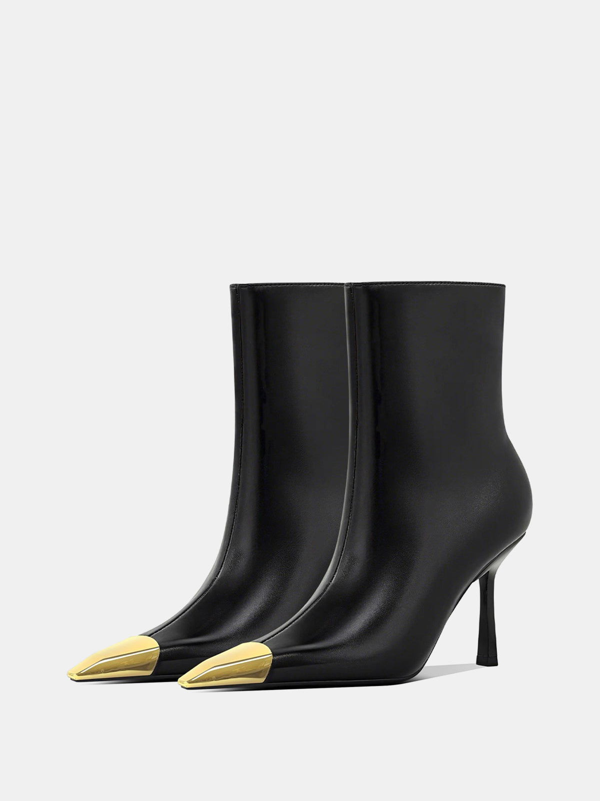 Golden Pointed Toe Ankle Boots