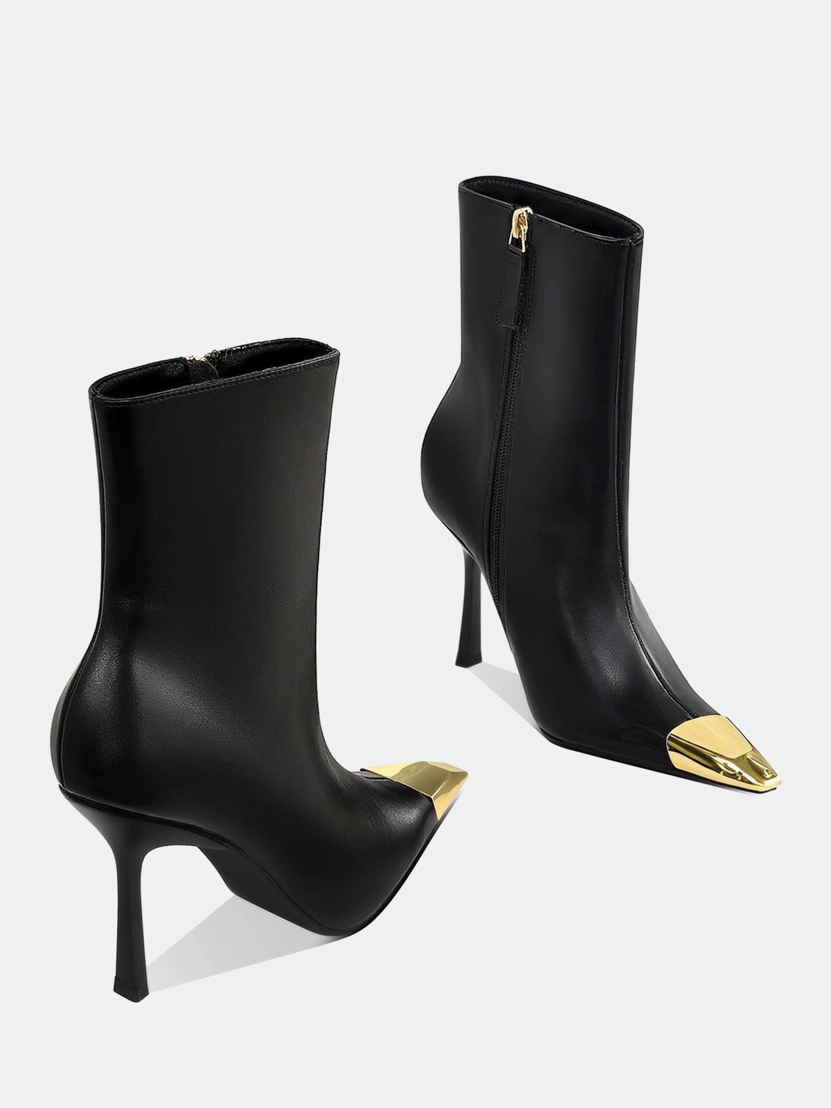 Golden Pointed Toe Ankle Boots