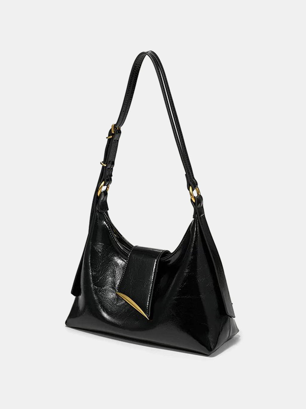 Goldene Akzent-PU-Leder-Schultertasche