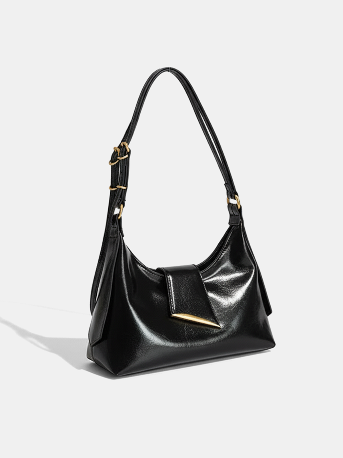 Goldene Akzent-PU-Leder-Schultertasche