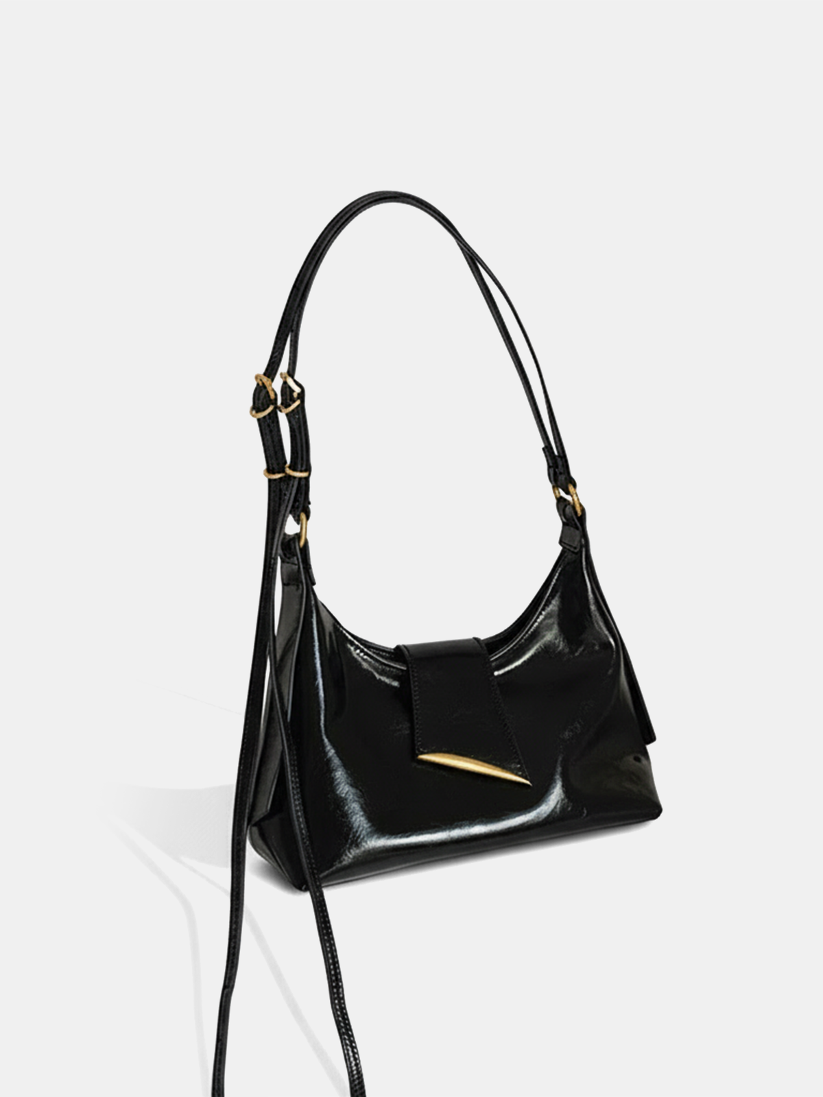 Goldene Akzent-PU-Leder-Schultertasche