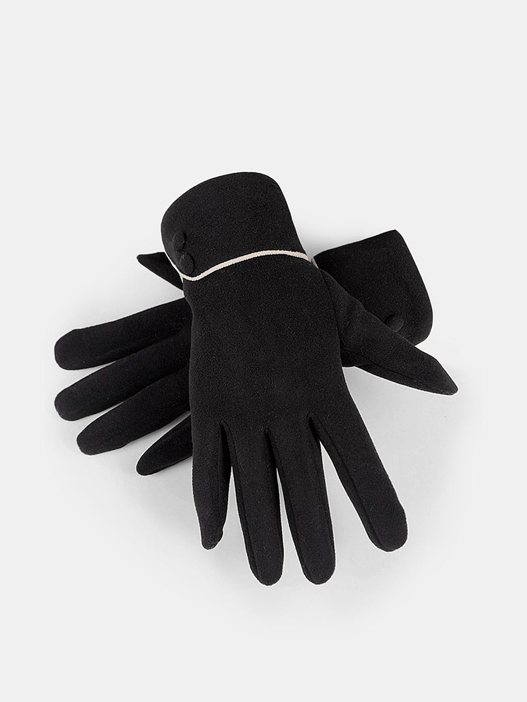 Handschuhe mit kontrastierenden Paspeln und Knopfdetail