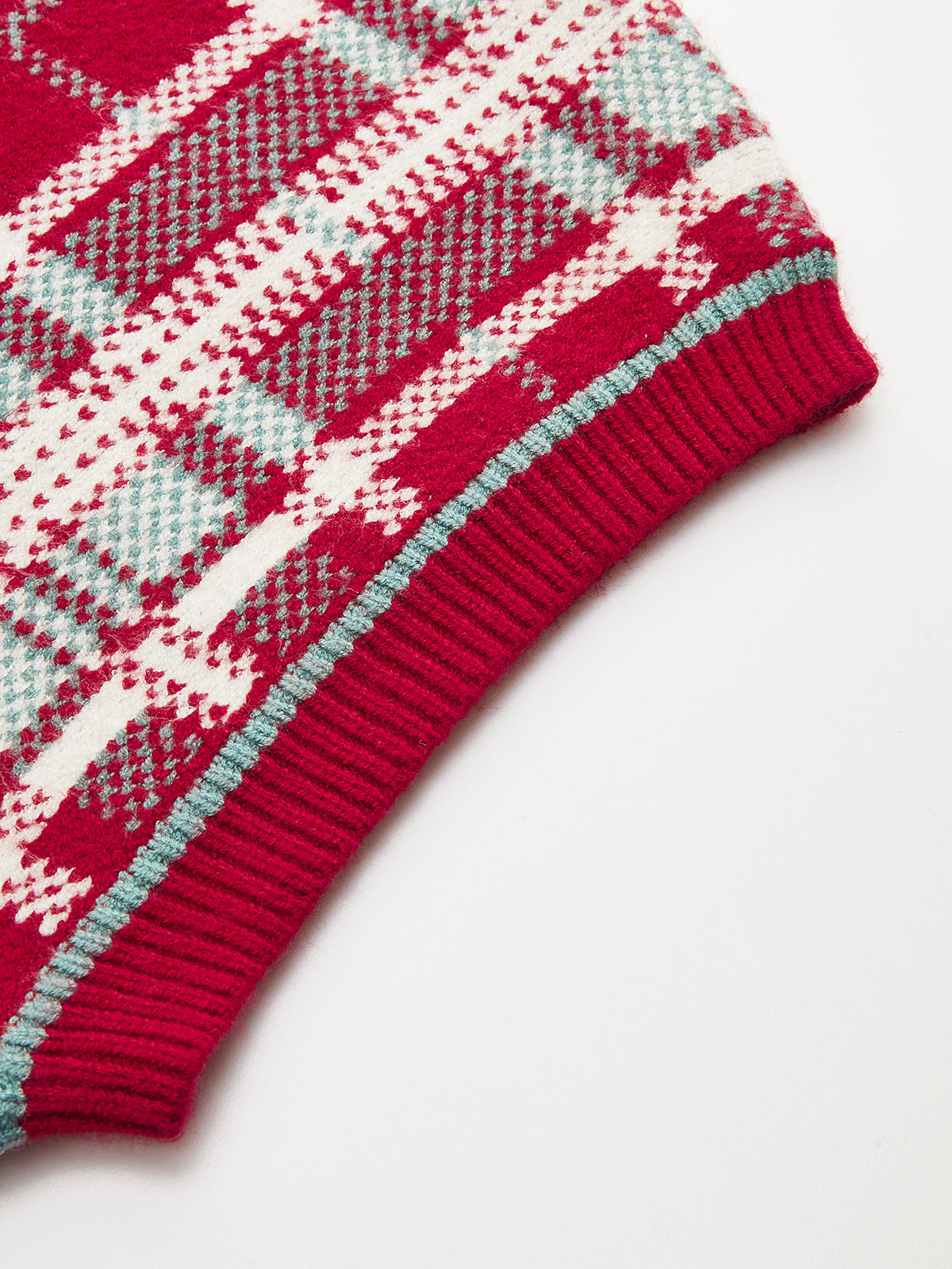 Cap Sleeve Plaid Knit Vest