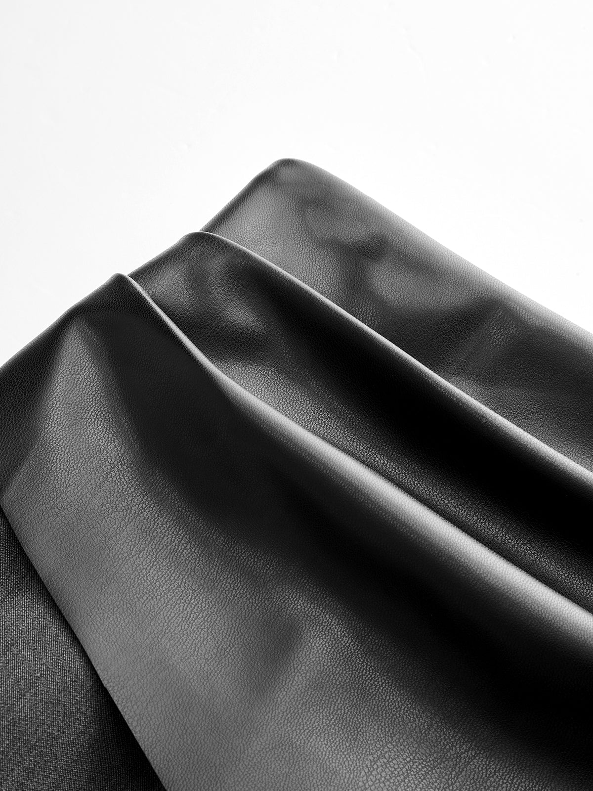 Faux Leather Paneled Slit Midi Skirt