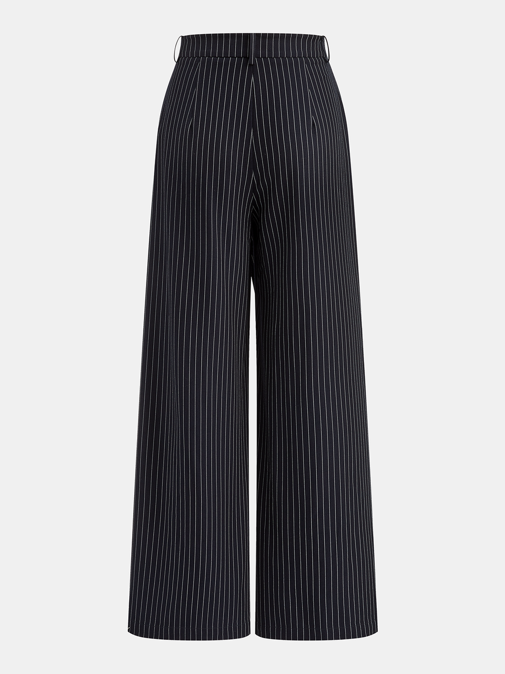 Weite Nadelstreifen-Hose mit asymmetrischer Knopfleiste