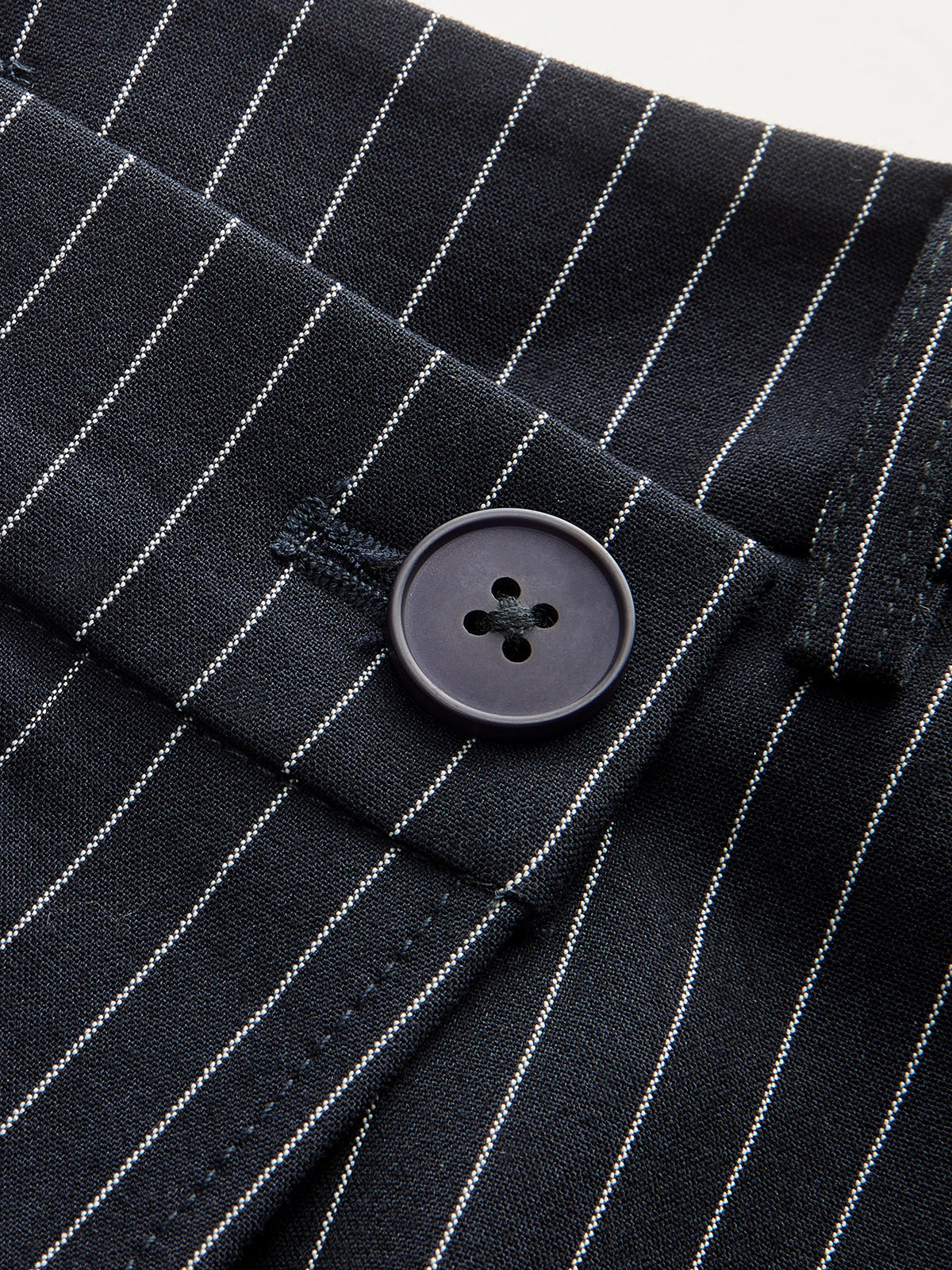 Wide-Leg Pinstriped Asymmetric Placket Pants