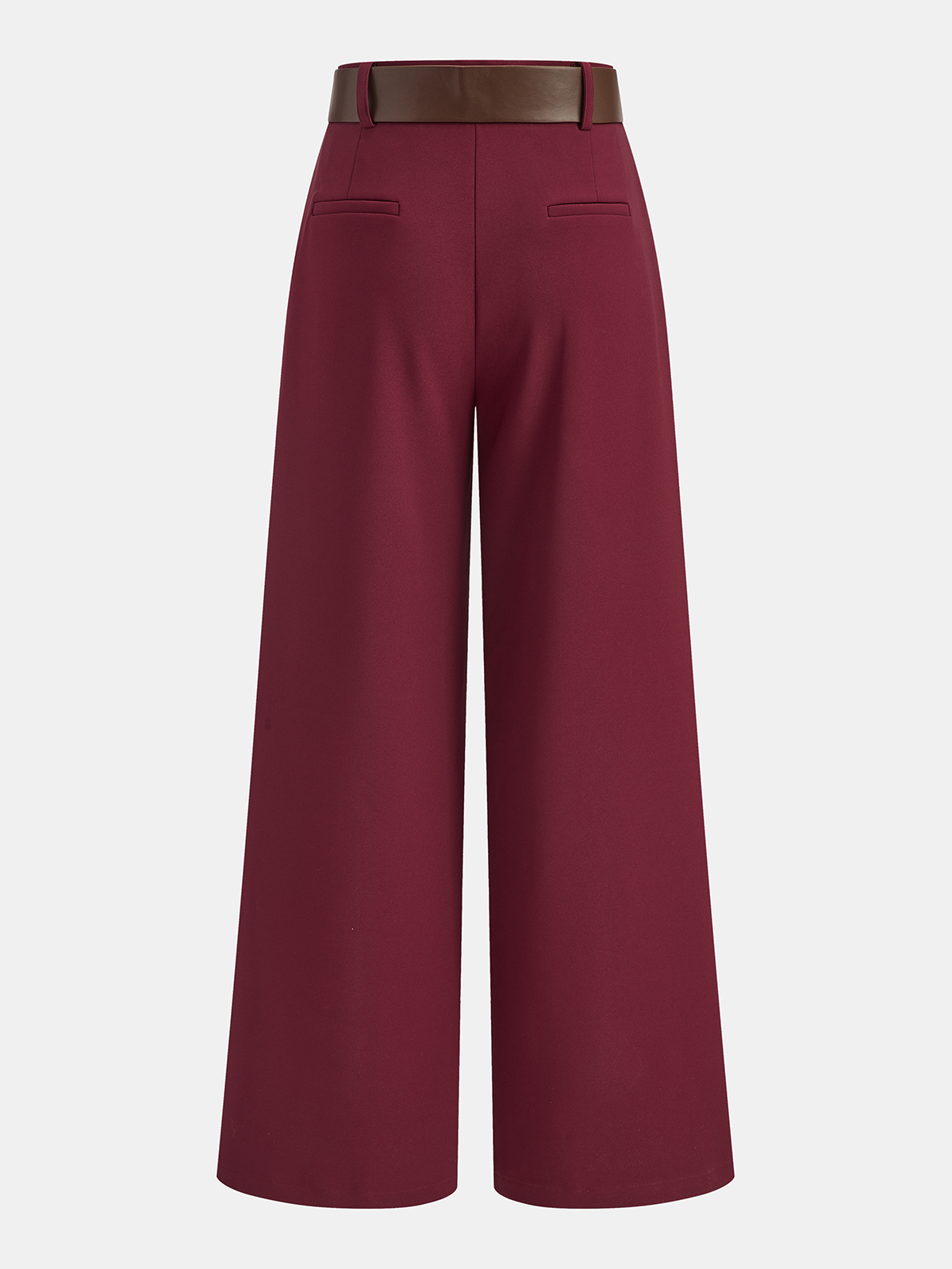 Belted Mid-Waist Wide-Leg Casual Pants