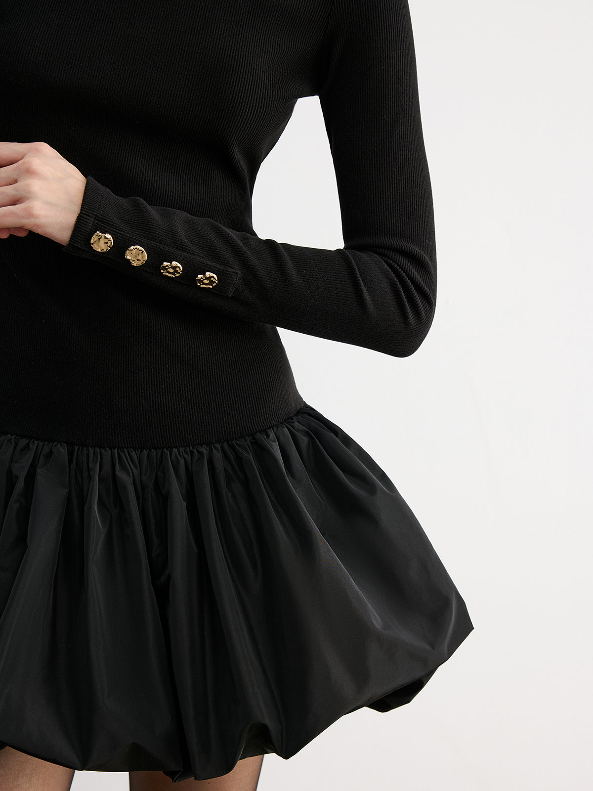 Strick-Minikleid mit Blusenärmeln