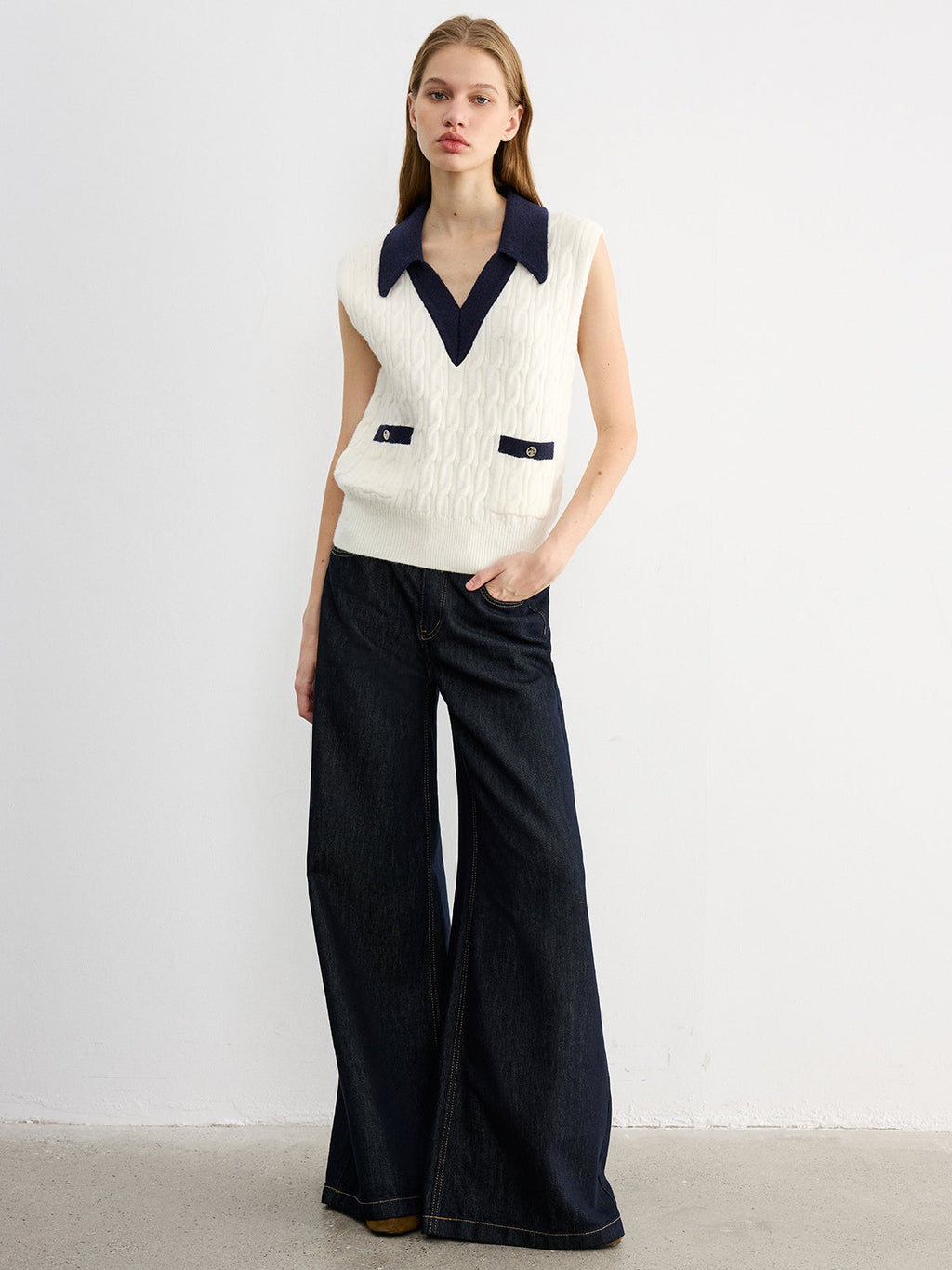 Débardeur en maille colorblock à col