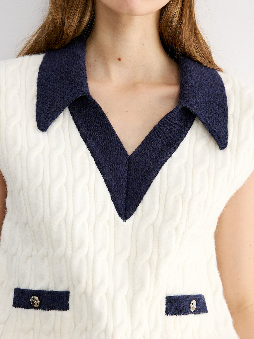 Débardeur en maille colorblock à col