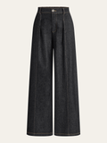 Mid-Waisted Wide-Leg Denim Pants