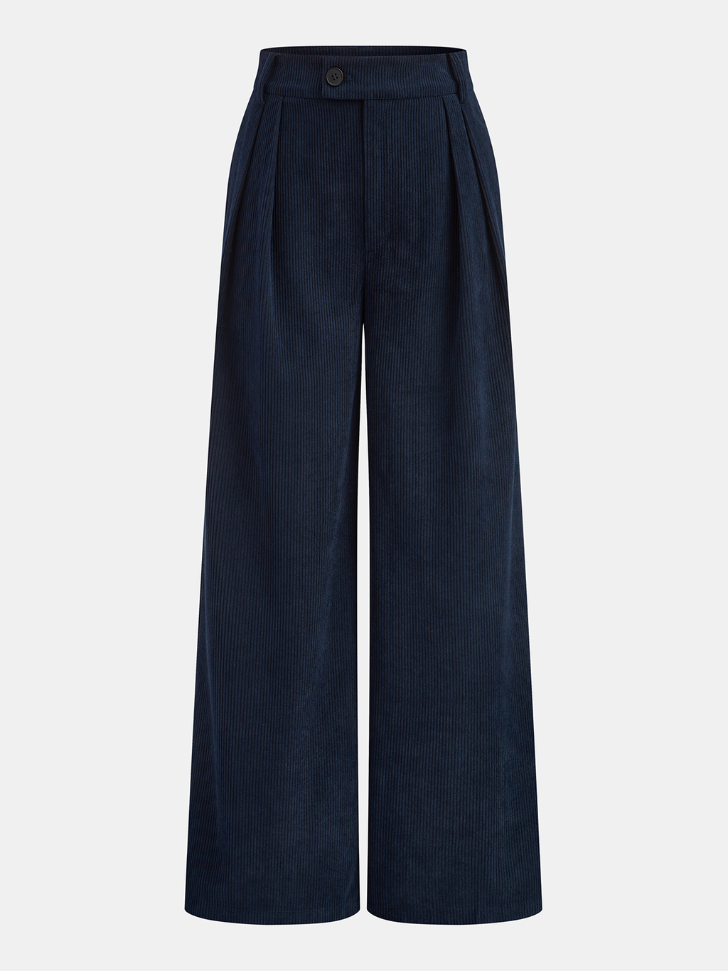 Pantalon large plissé en velours côtelé taille mi-haute