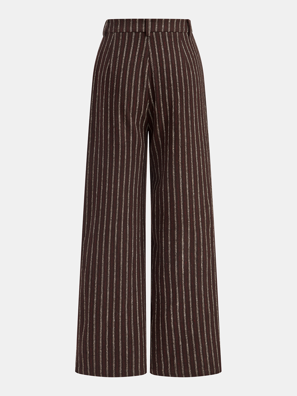 Asymmetrische Knopfleiste Tweed Nadelstreifen Hose mit weitem Bein