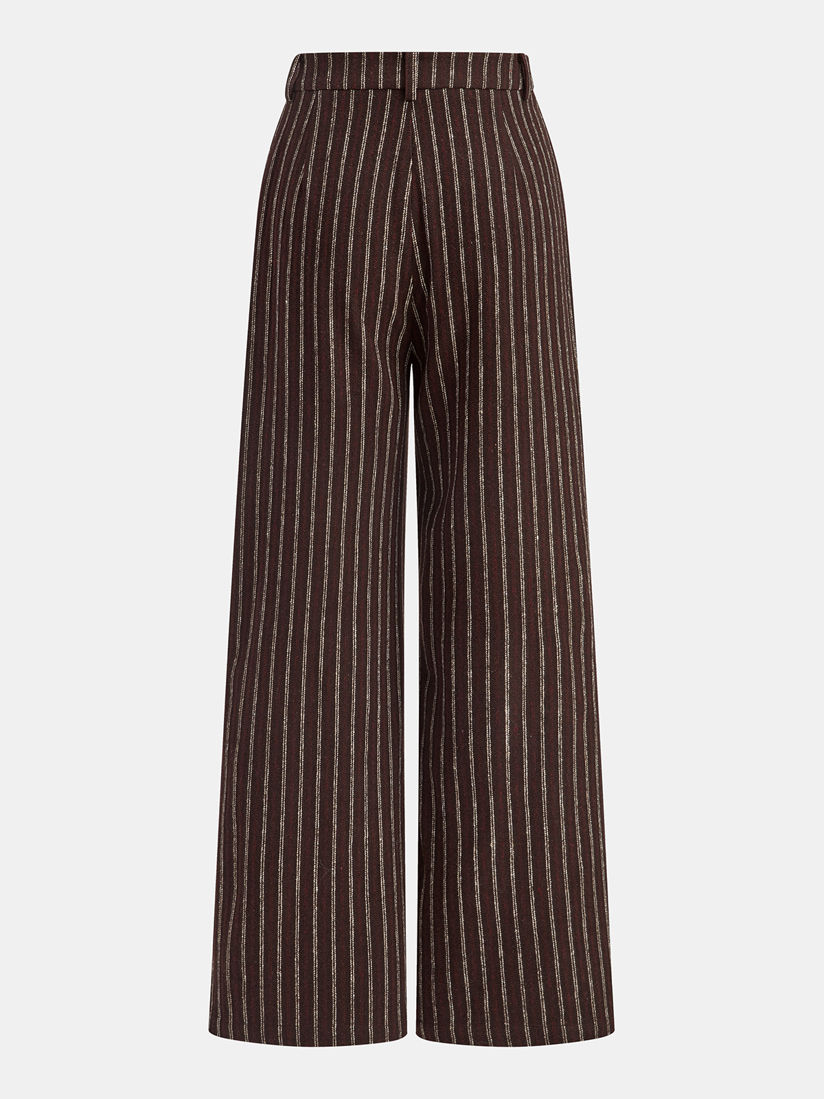 Asymmetrische Knopfleiste Tweed Nadelstreifen Hose mit weitem Bein