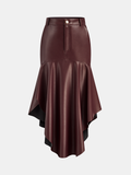 Jupe midi en similicuir avec ourlet sirène asymétrique