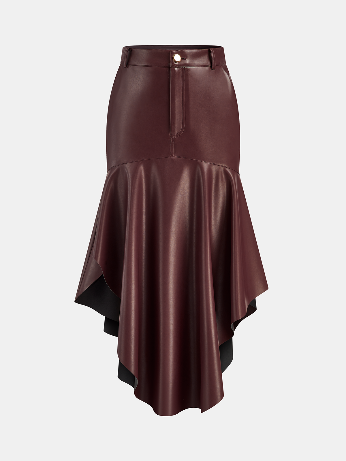 Jupe midi en similicuir avec ourlet sirène asymétrique
