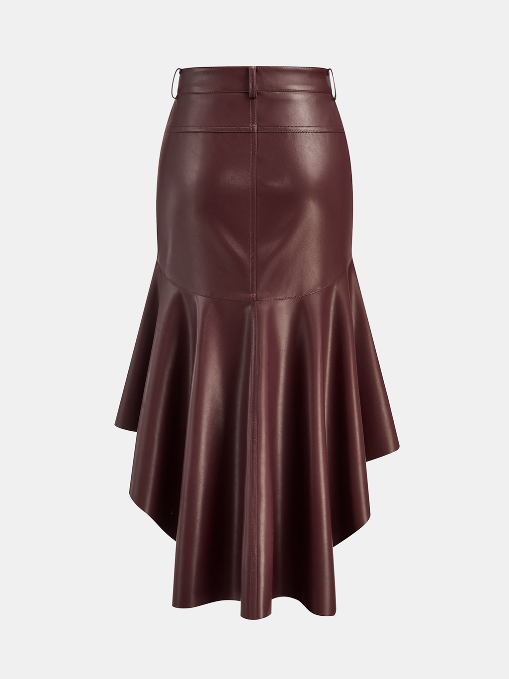 Jupe midi en similicuir avec ourlet sirène asymétrique