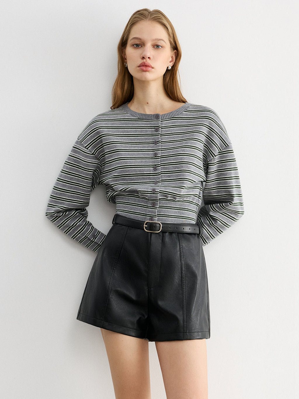 Faux Leather Belted Shorts